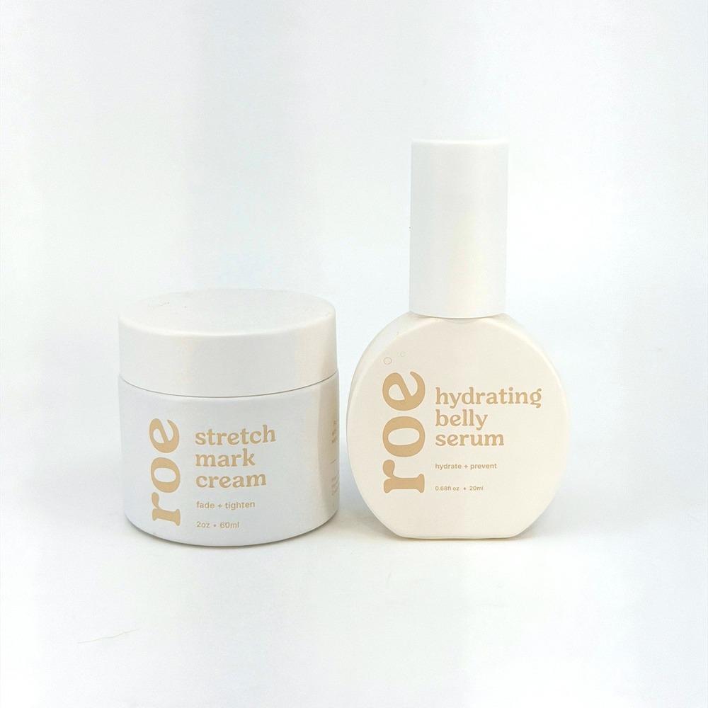 Roe Wellness Stretch Mark Cream & Hydrating Belly Serum Skincare Set 2pc‎ Bundle